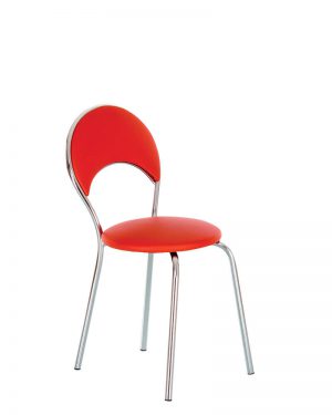 Tvirta kėdė Marino plus chrome paminkštintu atlošu ir metalinėmis kojomis.