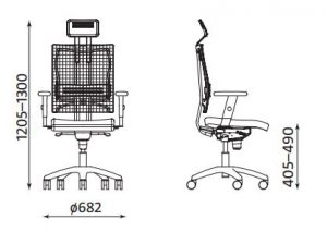 Ergonominė kėdė @-Motion R15K HRU steel 33 chrome su tinklelio atlošu.