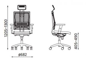 Ergonominė kėdė @-Motion R15K HR steel 33 chrome su tinklelio atlošu.