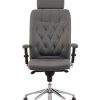 Ergonominė kėdė Chester HRU R23P2 steel 28 chrome su natūralios odos atlošu ir sėdyne.