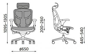 Biuro kėdės Enjoy matmenys.
