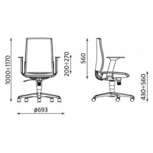 Ergonominė kėdė Intrata O-12-R20N-AN su reguliuojamais porankiais.