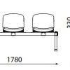 Konferencinis suolas Iso-3 black su minkštai apmuštais atlošu ir sėdyne.