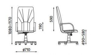 Biuro kėdės Manager matmenys.