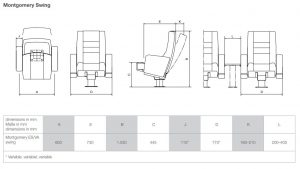 Teatrinės kėdės "Montgomery" su ergonominės formos atlošu ir sėdyne.