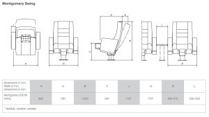 Teatrinės kėdės "Montgomery" su ergonominės formos atlošu ir sėdyne.