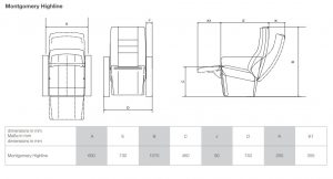 Teatrinės kėdės "Montgomery" su ergonominės formos atlošu ir sėdyne.