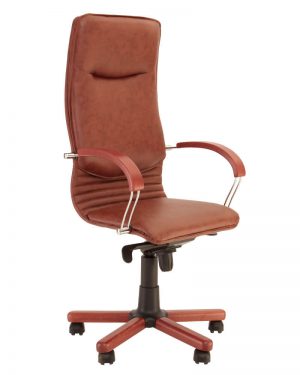 Vadovo kėdė Nova wood chrome su natūralios odos atlošu ir sėdyne.
