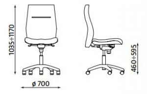 Ergonominė kėdė Orlando- matmenys.