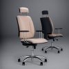 Ergonominė kėdė Quatro HRU R2C steel chrome su natūralios odos arba gobeleno atlošu ir sėdyne.
