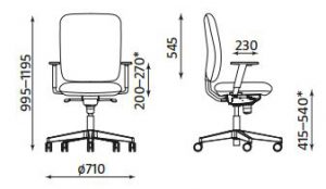 Ergonominė kėdė Garta- matmenys.