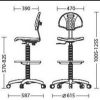 Speciali laboratorinė kėdė Laborant GTS + ring base chrome su atlošu ir sėdyne iš minkšto poliuretano.