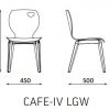 Kavinės kėdžių Cafe IV LGW išmatavimai