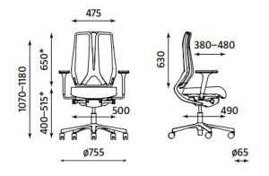 Ergonominė kėdė Denuo su 3D gobeleno atlošu.