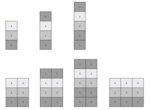 Cabinets Puzlo: available color layout options.