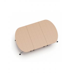 Flib tables with plastic connectors for table tops