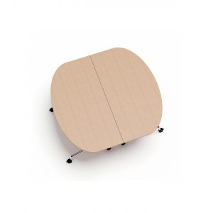 Flib tables with plastic connectors for table tops
