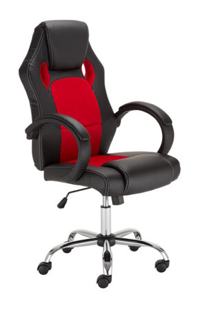 Žaidimų kėdė Racer steel raudona su porankiais